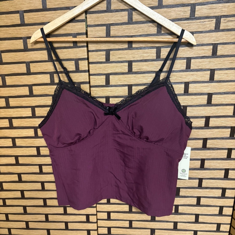 No Boundaries Burgundy Lace Trim Cami Size XXL